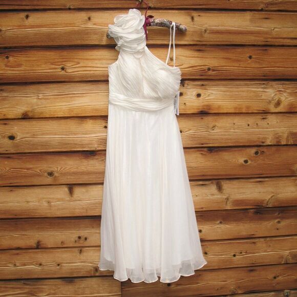 NWT Mac Duggal ROSETTE ONE SHOULDER TEA LENGTH DRESS - Picture 5 of 14